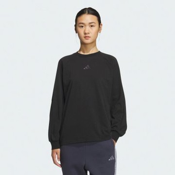 adidas 愛迪達 長袖上衣 女 大學T 亞規 WORD LS TEE 黑 KA1001(S3202)