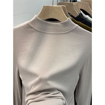 歐貨內搭德絨洋氣修身上衣打底衫女裝秋冬加絨加厚2025新款T恤士