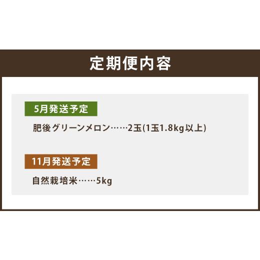 ふるさと納税 熊本県 菊池市 つるたファームから旬のお届け便 Green(自然栽培米 5kg・肥後グリーンメロン 2玉)