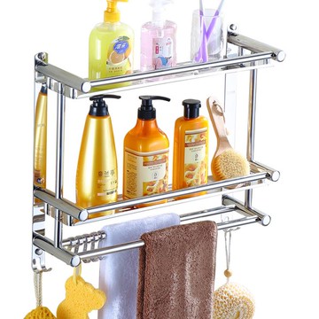 熱銷新品~衛生間置物架免打孔浴室收納不銹鋼毛巾架廁所洗手間洗漱台壁掛式 雙11全館免運