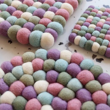 粉紫泡泡糖 | 尼泊爾手工羊毛氈杯鍋墊