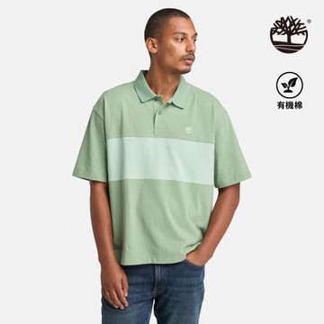 Timberland 男款粉綠色拼色短袖POLO衫│A69WQEPE