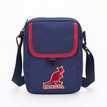 【KANGOL】撞色織帶小側包 深藍-6355170480
