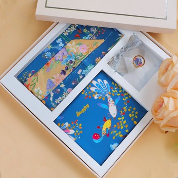 【母親節禮物】三件套裝 靈鳥方形絲巾+長形絲巾+絲巾扣