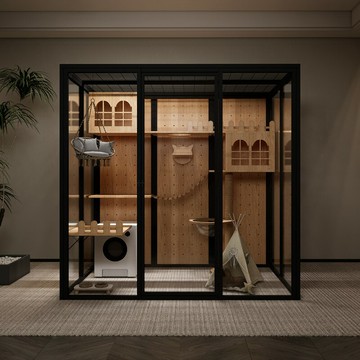 貓別墅 貓屋 貓籠 貓櫃 貓房 貓舍 免運 附發票 訂製全景玻璃貓櫃貓別墅貓房貓舍大型豪華超大貓籠貓咪房子寵物店