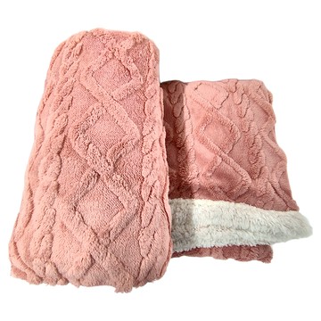 夢之語 3D緹花塔芙絨x羊羔絨毛毯  200 x 150cm  莓果粉