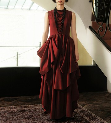 【不規則廓形】 新中式復古風 長款蓬蓬重工連衣裙