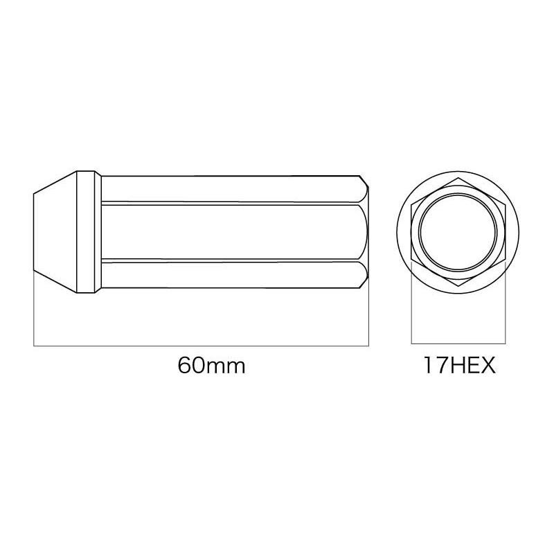 DIGICAM クロモリ・レーシングナット 貫通タイプ P1.5 6角 17HEX 60mm/スーパーロング BK 16本 アクア NHP10  H23/12- CN6K6015BK-DC×4 | LINEショッピング