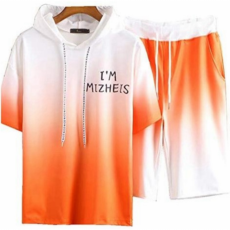 Yunhing ジャージ メンズ 上下 スウェット 上下 半袖パーカー セットアップ スポーツウェア おおきいサイズ オレンジ L 通販 Lineポイント最大0 5 Get Lineショッピング