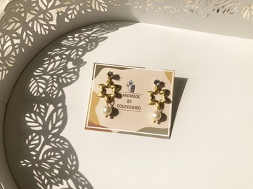 *coucoubird*雪花紛飛黃銅耳環/多種帶法