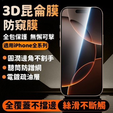 昆侖防偷窺滿版 霧面抗紋 適用於 蘋果 iPhone 17 16 12 13 14 15 pro max 玻璃貼 保護貼