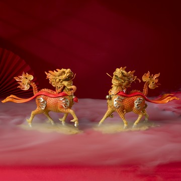 麒麟獻瑞(一對)