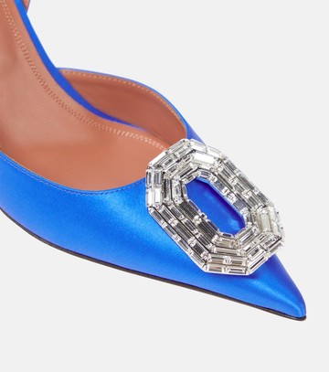 Amina Muaddi Camelia silk satin slingback pumps