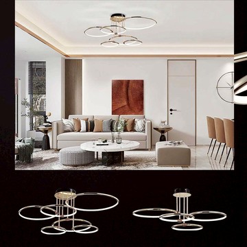 LED 三色變光 現代質感半吸頂燈 08-1981、1982