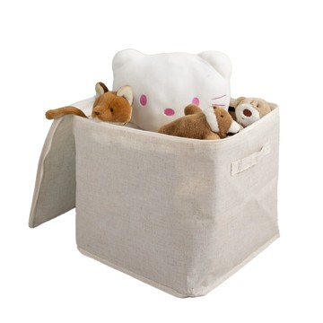 【UDiLiFE】 生活大師 森棉麻附蓋收納箱  換季收納 可折疊 衣物整理箱 棉被置物箱 收納籃 牛津布衣物整理箱