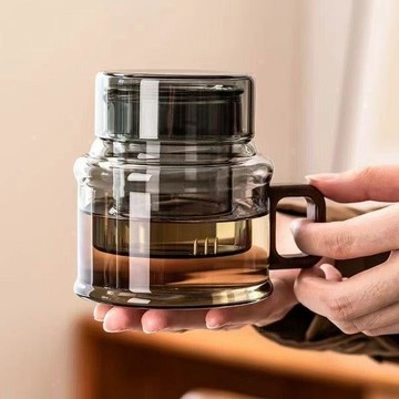 有貨在臺🚀99免運🚀新品耐熱玻璃墩墩壺迷你墩墩杯三件杯茶壺水壺家用泡茶壺茶水分離