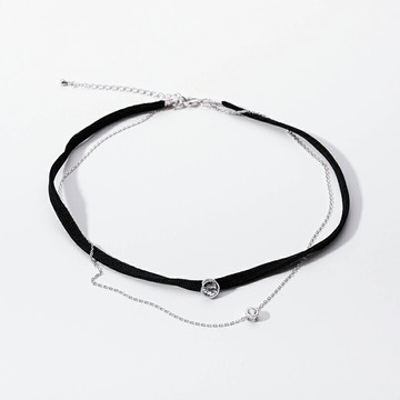 銀奧925純銀微笑項圈女年新款潮項鏈夏季簡約鎖骨鏈頸帶頸鏈