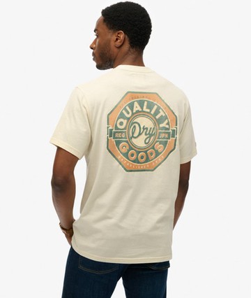 Superdry Men's Tap Room Oversized T-shirt Cream Size: L