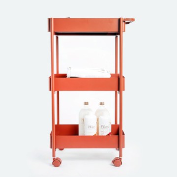 PALETTE鐵製烤漆附把手三層推車 磚瓦紅