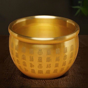 🔥臺灣出貨🔥創意黃銅米缸百福缸聚寶盆臥室客廳書房桌面擺件純銅百福水缸