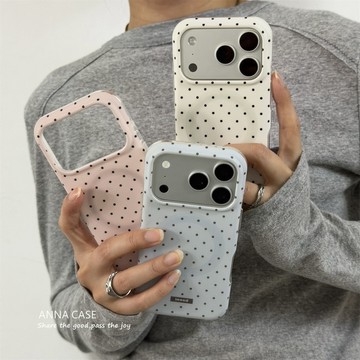 藍粉波點磨砂磁吸17適用蘋果17promax手機殼iphone14全包17pro新款15軟殼16promax防摔保護套