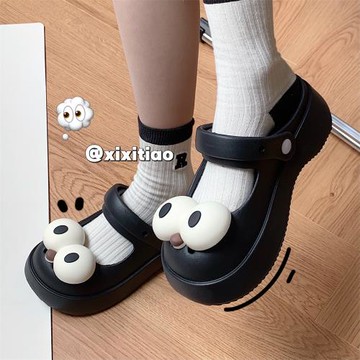 細細條 學生可愛洞洞鞋少女心增高厚底eva防滑兩穿涼拖鞋沙灘鞋夏