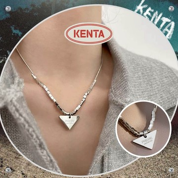 🌾健太選物🌾三角方塊項鍊 不鏽鋼項鍊 中性飾品 項鍊男 頸鏈 銀色項鍊 潮流單品 項鍊女