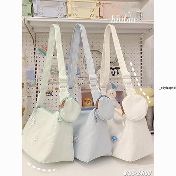 托特包 斜挎包 日系ins校園小清新斜挎包女 純色大容量學生上課通勤包百搭單肩包