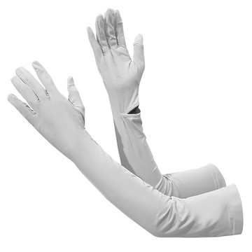 冰絲涼感手袖套，長53.5cm，臂圍23-35cm，綿綸氨綸材質，防曬用  淺灰色  1雙