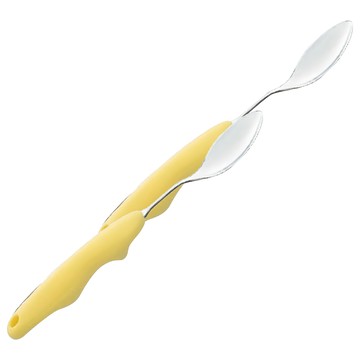 Aoyoshi 青芳 日本製 輕巧可彎餐具 湯匙 40g  可彎餐具湯匙  黃色 + 銀色  2支