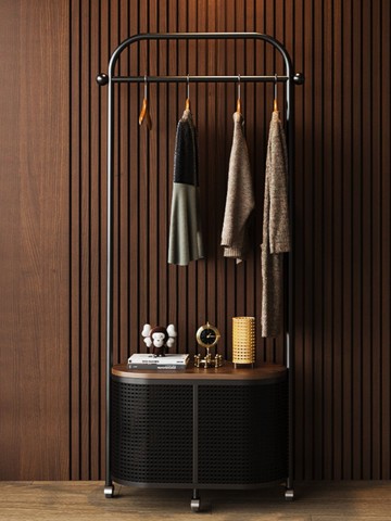 免運/可開票 快速出貨   衣帽架落地臥室日式移動仿藤編復古客廳轉角臟衣簍輕奢收納掛衣架