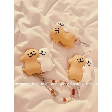 趣味可愛線條小狗貼貼適用于蘋果Airpods4保護套2/3代無線藍牙耳機軟殼Airpods pro創意立體硅膠女新款防摔軟