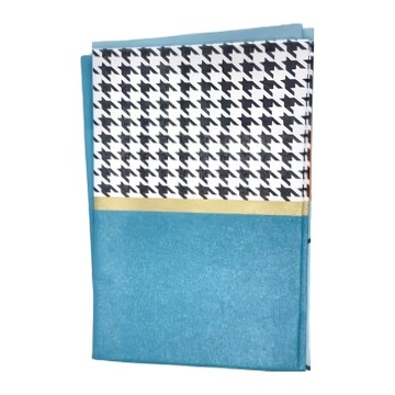 抽象現代風千鳥格桌巾 PVC材質  140 x 180cm  藍橘撞色  1個