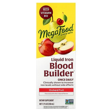 MegaFood, Blood Builder 液態鐵，每天一次，果園水果味，7.7 液量盎司（230 毫升）