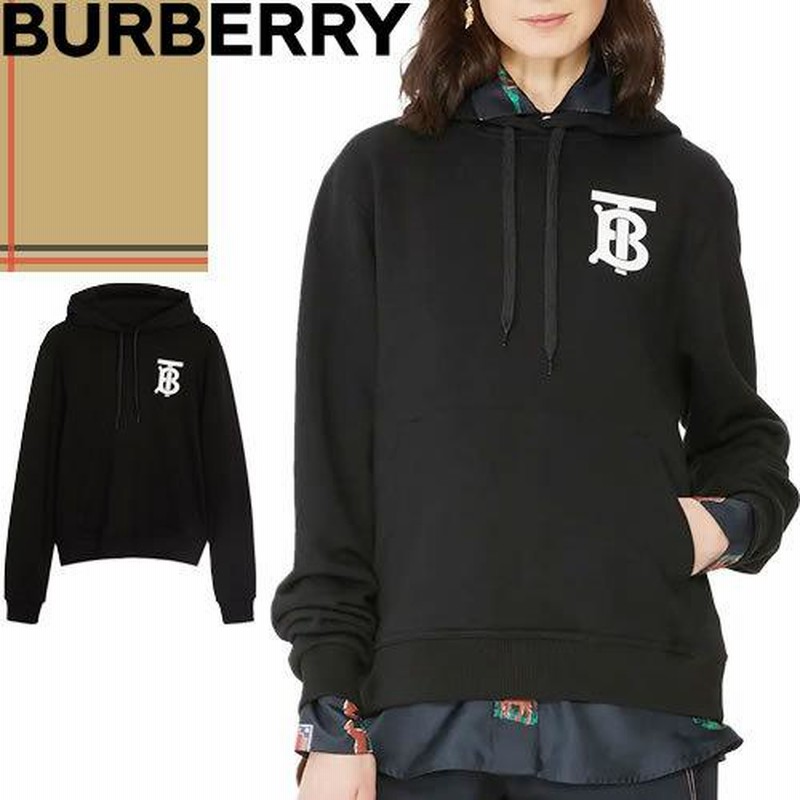 バーバリー BURBERRY パーカー フーディー プルオーバー スウェット レディース TBロゴ モノグラム モチーフ おしゃれ ブランド 黒  ブラック | LINEショッピング