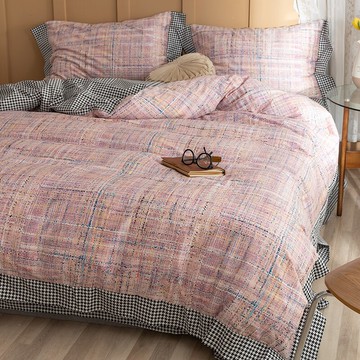 北歐風四件套100純棉全棉高檔長絨棉輕奢高級感床單被套床上用品4