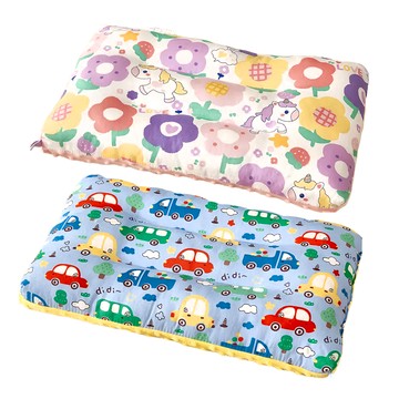 純棉 兒童 荳荳枕 2入組 可水洗  43 x 28 x 6cm  卡通汽車 + 花朵獨角獸