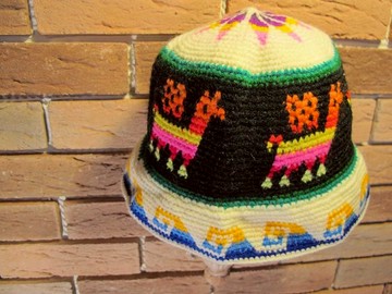 厚駱馬毛 羊駝散步 彩色漁夫帽-白