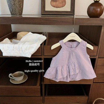 Mimo⭐女童夏季套裝女寶寶設計感背心兒童休閒九分褲兩件套