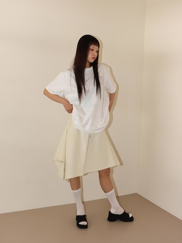 Square Yoke Skirt _ Light Yellow