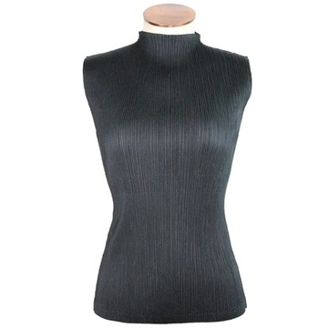 [米蘭精品] 現貨+預購 三宅風皺褶衣服褶皺外套摺衣彈力女裝顯瘦折衣大碼-無袖T恤半高領百搭修身女上衣2色74cg25