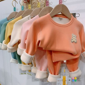 秋冬季兒童保暖德絨套裝加絨加厚寶寶睡衣家居服男童女童秋衣秋褲兒童睡衣保暖睡衣秋冬居家服睡衣套裝長袖睡衣男女中小童睡衣