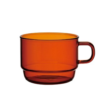 HARIO COLORS_Stack_茶&咖啡_日本即飲沖泡耐熱玻璃杯300mL-琥珀色1入