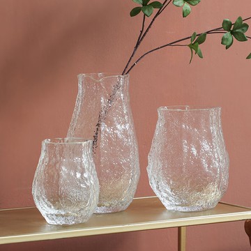 BX水波紋透明玻璃花瓶家居客廳干花插花裝飾擺件現代簡約餐桌花器