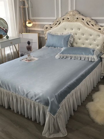 床裙涼席冰絲席三件套可水洗可折疊1.8m2.0m米床機洗夏季空調軟席