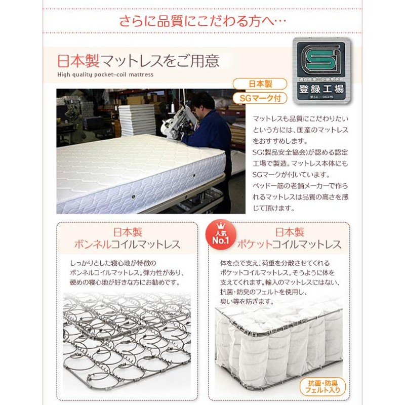 親子で寝られる棚・照明付き連結ベッド JointJoy 日本製ボンネルコイルマットレス付き セミダブル ホワイト | LINEショッピング