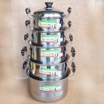 青利美式高鍋無磁不銹鋼湯鍋單層蒸鍋多用鍋