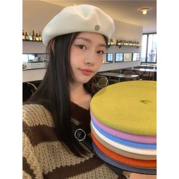 丁走走日系復古百搭羊毛呢貝雷帽子女秋冬氣質顯臉小網紅畫家帽潮
