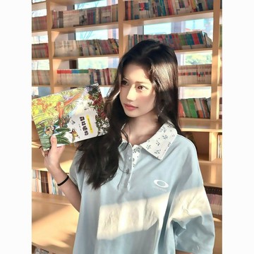 『ATC』 學院風甜美碎花POLO衫拼接翻領寬鬆短袖t恤女INS夏季韓版上衣百搭