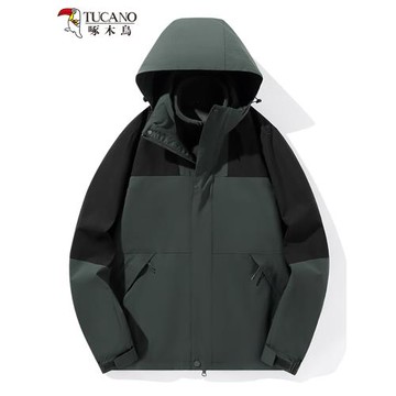 啄木鳥沖鋒衣男三合一可拆卸女秋冬季加絨加厚防風防水保暖登山服